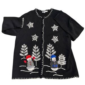 COPY - Vintage Ugly Christmas Sweater-Cardigan: Women’s XL: Snowmen Tacky Holid…
